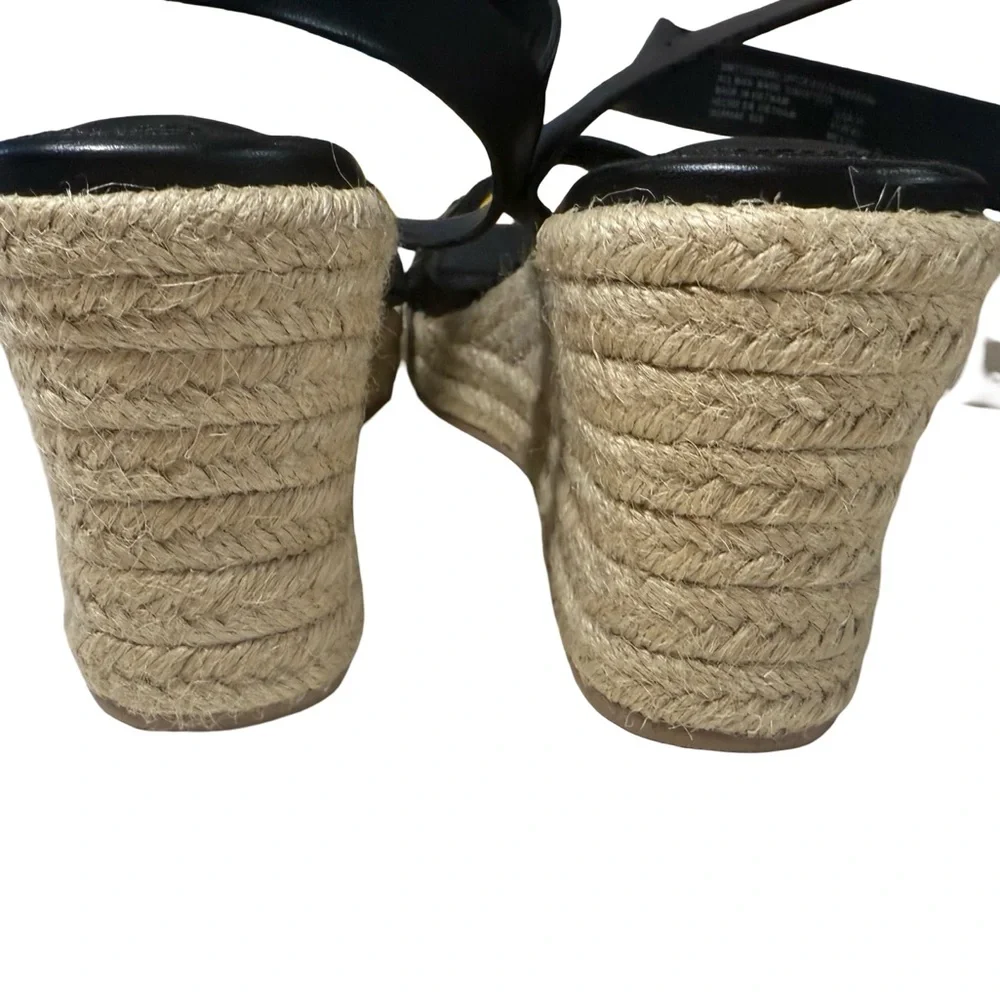 Time and Tru Black Espadrille Wedge Sandals Size 11 NWT